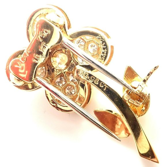 Rare! Authentic Van Cleef & Arpels Diamond 18k Yellow Gold Flower Pin Brooch - Picture 8 of 9